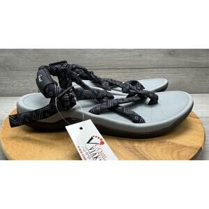 Viakix Leather gray/black adjustable strap outdoor sandal shoes Women’s 10
